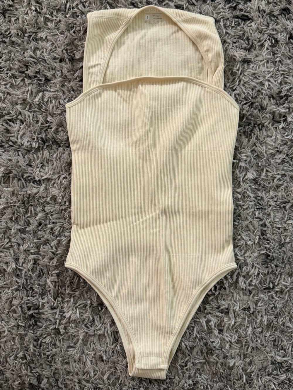 OQQ Cream Ribbed Bodysuit